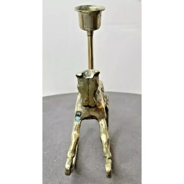 Vintage Solid Brass Rocking Horse Candle Holder 5.5” Tall