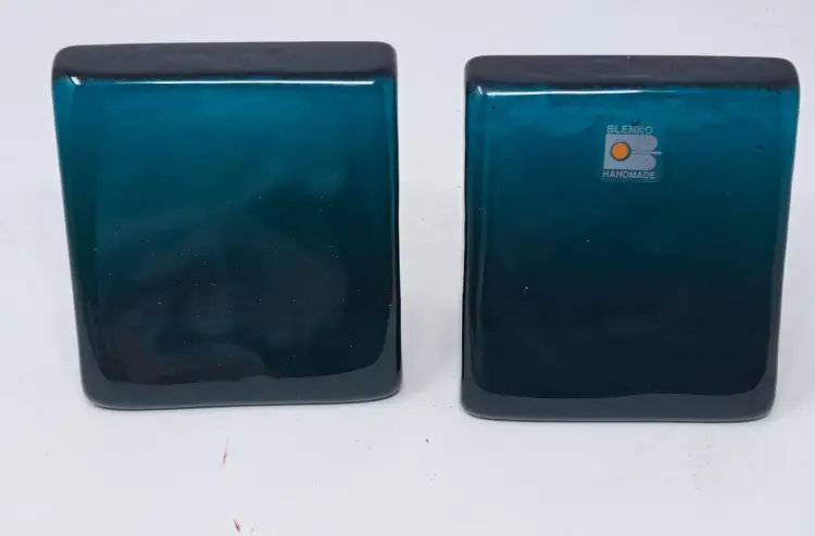 Blenko Emerald Green Book Ends