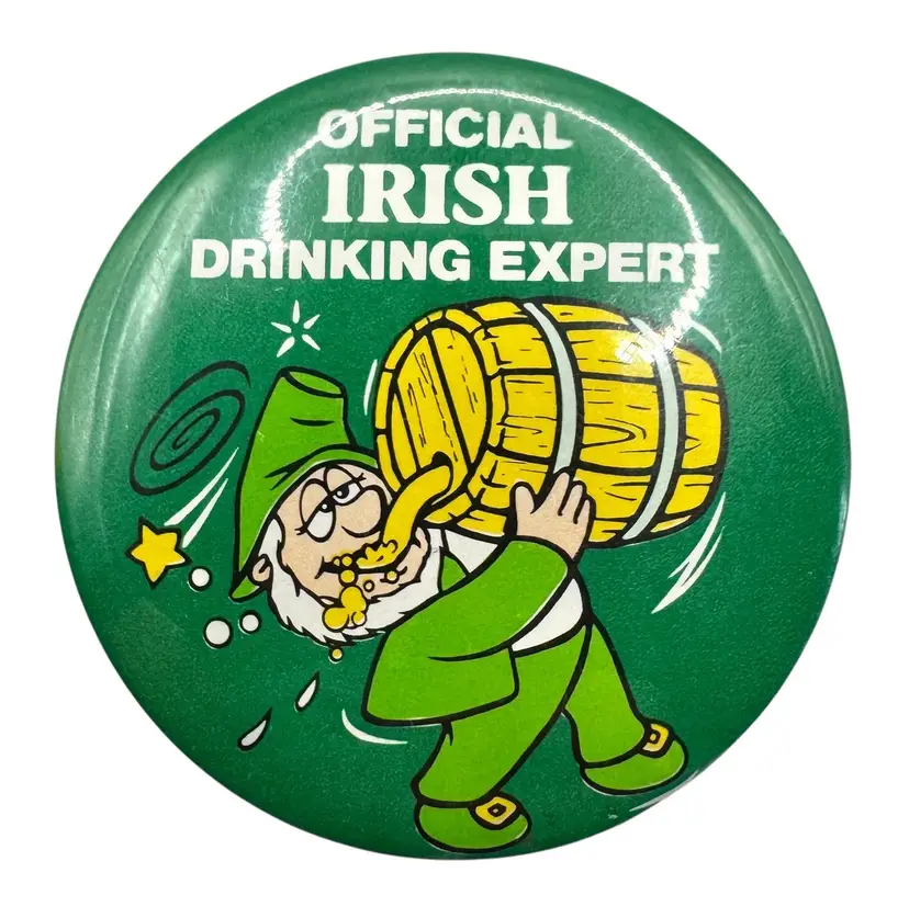 Vintage 1983 Hallmark Official Irish Drinking Expert Button Pin St Patricks Day