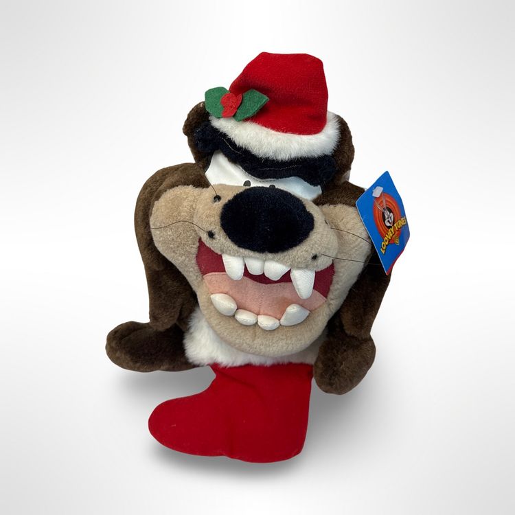 Vintage Looney Tunes Taz Christmas Plush With Original Tag