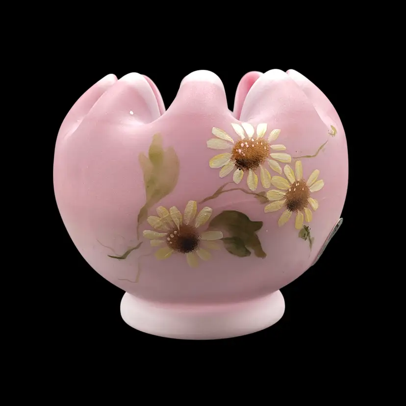 2013 Fenton Blue Burmese Rose Bowl OOAK Hand Painted Flowers By Stacy Williams