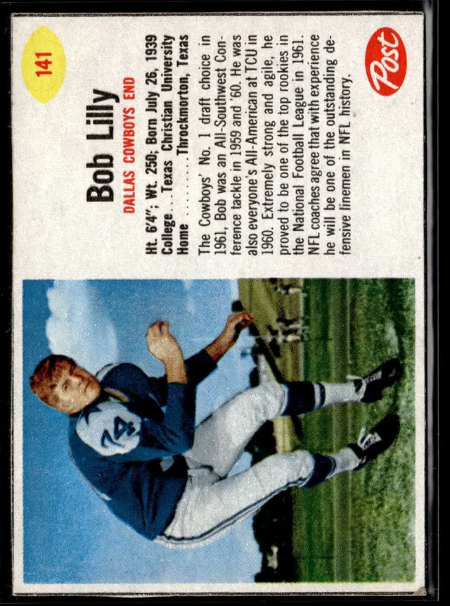 #140 Bob Lilly 1962 Post Cereal #141 *LIVE AUCTION*