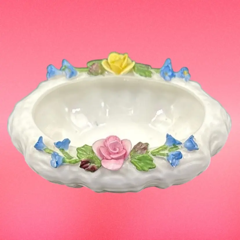CoalPort Made In England Bone China Trinket Dish With Floral Design