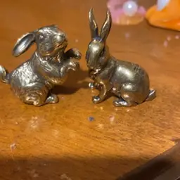 2 brass bunnies