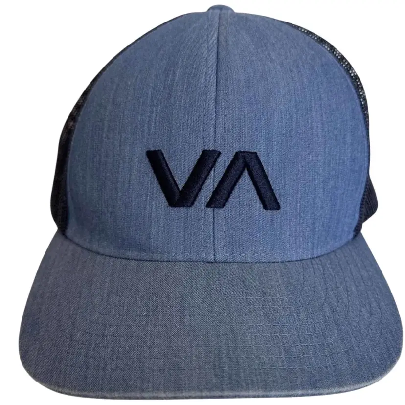 RVCA Stitch Embroidered Print Slate Color  Flat Brim Trucker Style Snapback