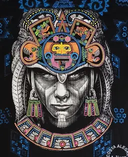Aztec Warrior King Mexico Native Art Mayas t-shirt AOP Costa Alegre