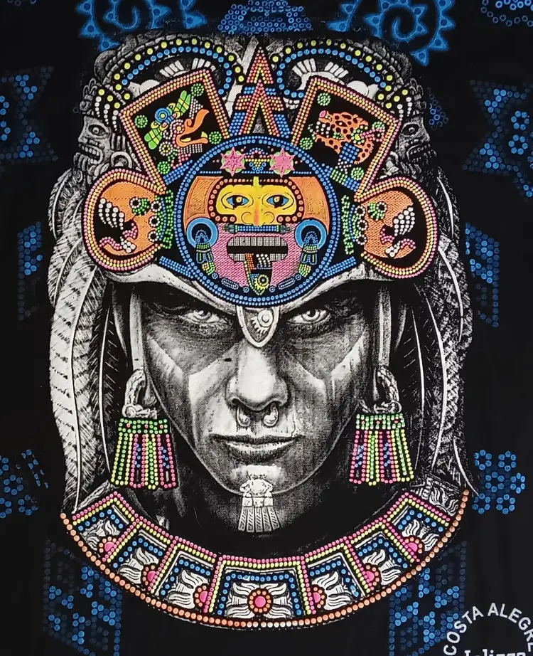 Aztec Warrior King Mexico Native Art Mayas t-shirt AOP Costa Alegre