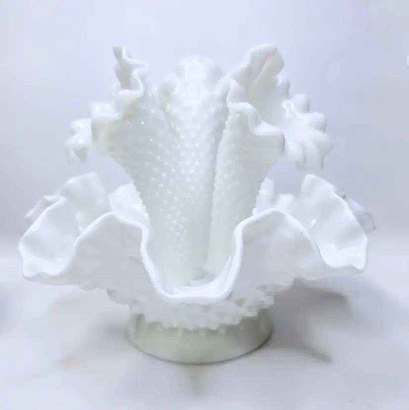 Vintage White Hobnail Milk Glass Vase