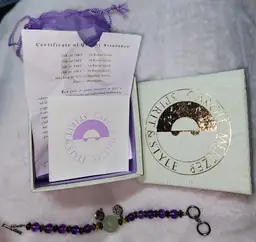 Carole Meltzer Spirit & Style Jade Feng Shui + Purple Beads 8" Sterling Bracelet
