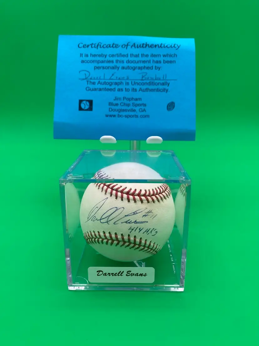 Darrell Evans #11 414 HR's Autographed Major League Baseball w/ COA & Case