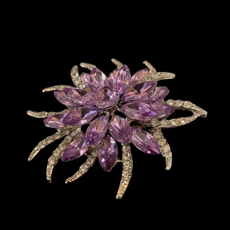 Elegant Crystal Flower Brooch