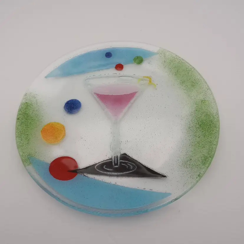 Fused glass plate, signed William McGrath
