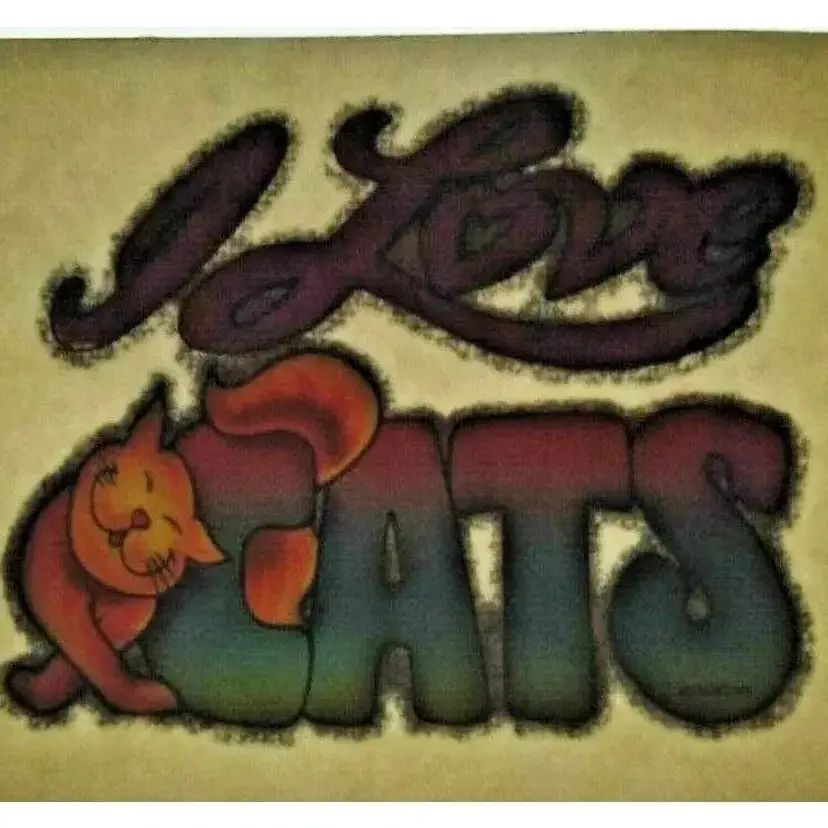 I Love Cats Screamin Gleamin Glitter Iron-On Decal Donruss 1970s Vintage Kittens