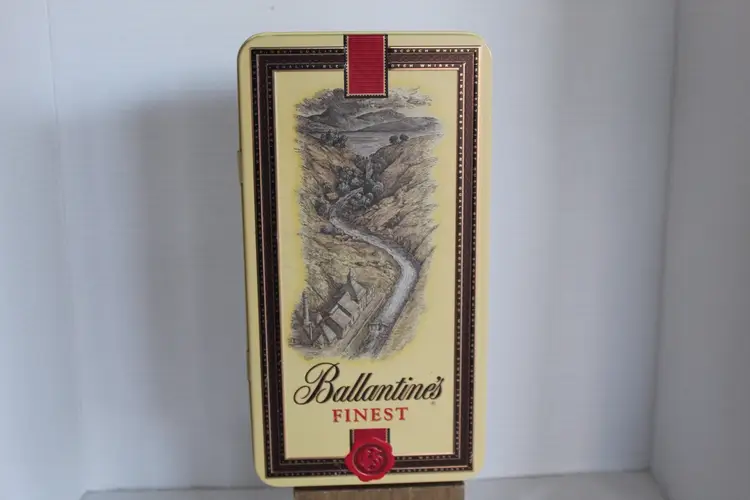 Vintage Ballantine's Scotch Whisky 1990 hinged tin, unique metal advertising