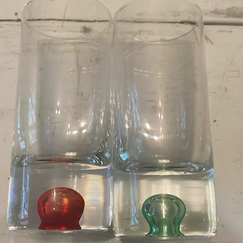 2 Vintage Krosno Open Suspended Shot Rocks Glasses 3-3/4” x 1-3/4” Poland