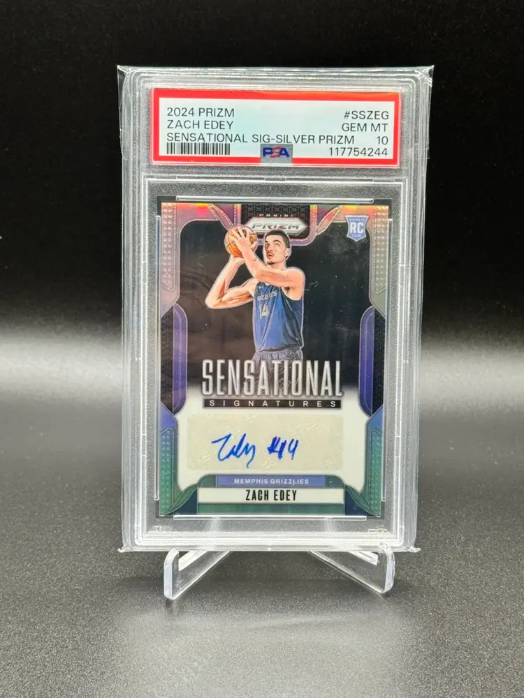 Zach Edey 2024 Panini Prizm Sensational Signatures Silver  Auto PSA 10 Memphis Grizzlies