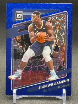 2021-22 Donruss Optic Basketball - Zion Williamson Blue Lazer Prizm #95