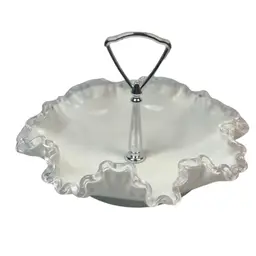 Vintage Fenton Silver Crest Glass Bon Bon Tidbit Easter Dish Spring