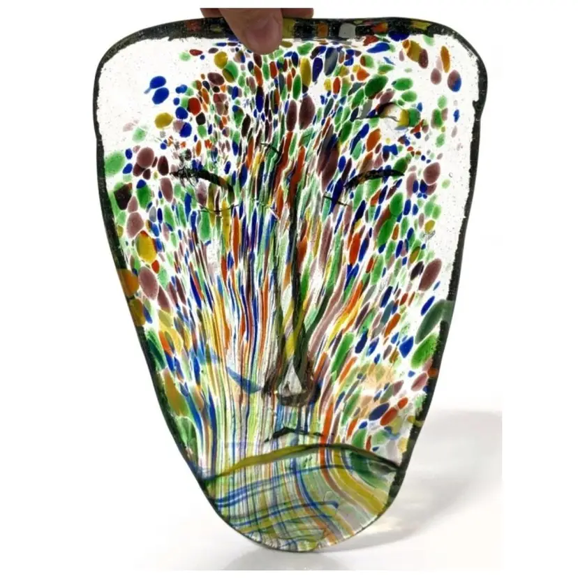 THE FACE - RARE Vintage Multicolored Art Glass Face / Mask