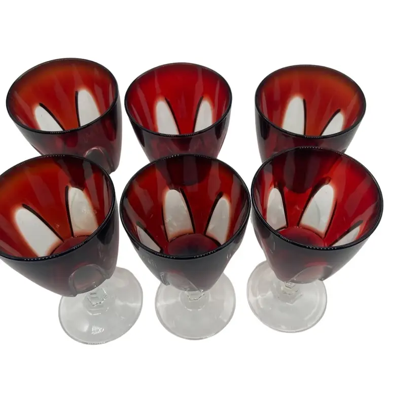 #20 GG Vintage Red Gothic Arch Durand Of France Wine Goblets