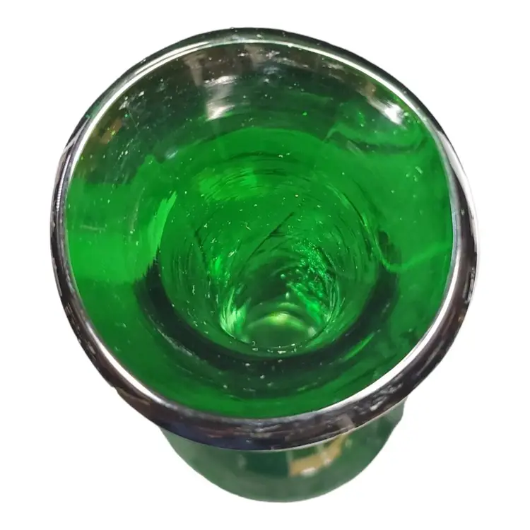 Vintage Handblown Art Glass Emerald Green Pedestal Flower Bud Vase MCM 1960s