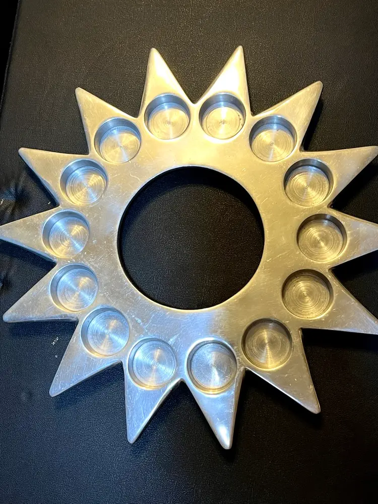 🌞✨Vintage Cast Aluminum Sunburst Centerpiece Votive Candle Holder✨🌞