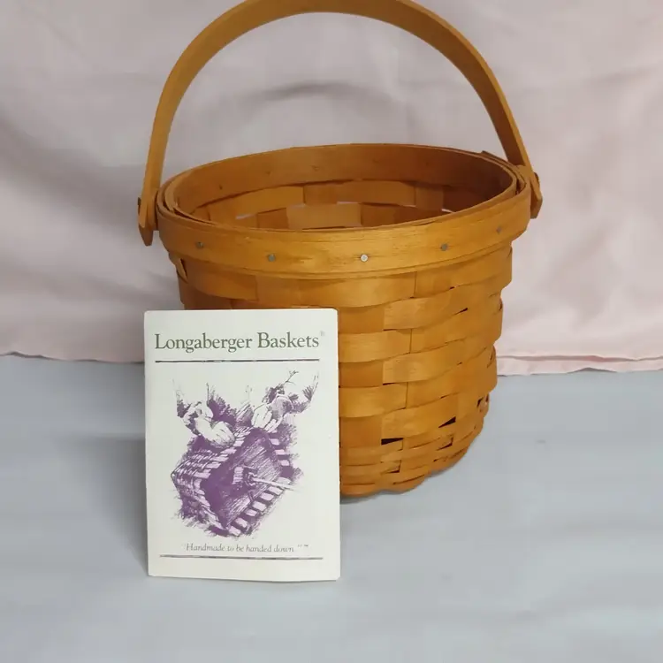 Longaberger Basket 1994 Handwoven Small Round Single Handle Wood Signed 5.5"