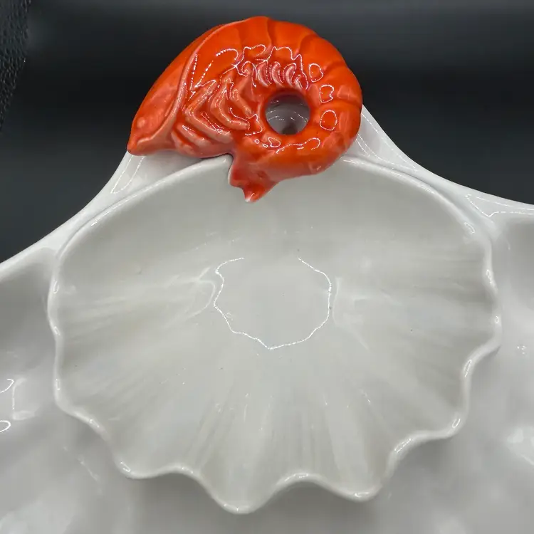 Metlox Poppytrail Ceramic Shrimp and Cocktail Sauce Server
