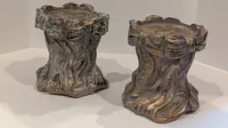 Art Deco Resin Pillar Candle Holder - Set of 2