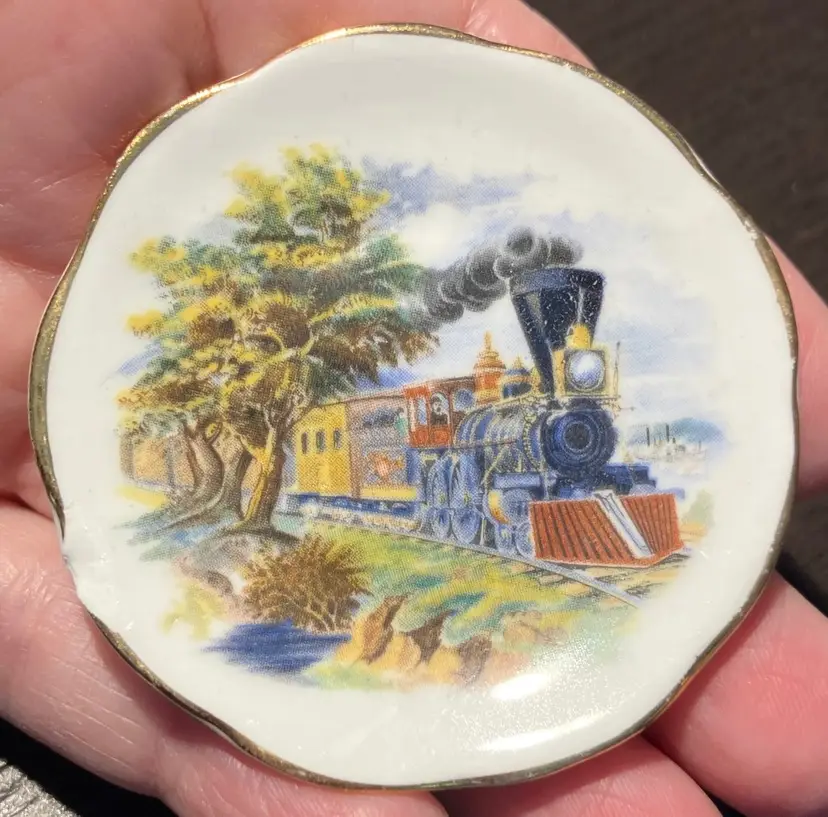 VTG Miniature Bone China England Plate Train