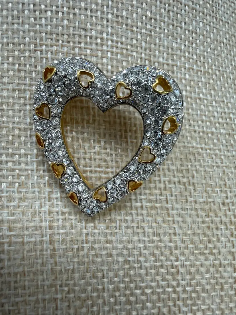 Swarovski Open Heart Rhinestone Brooch