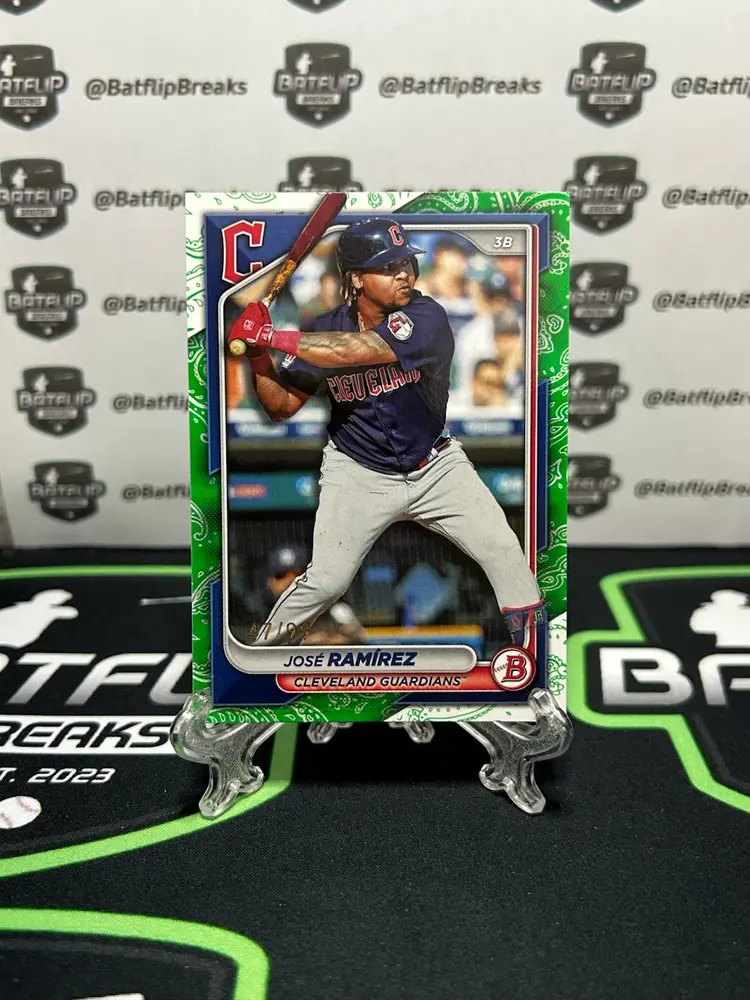 Jose Ramirez 2024 Bowman #65 Green Pattern Parallel /99 Cleveland Guardians