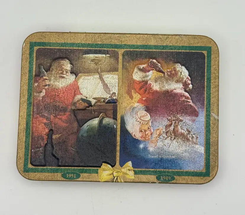 32-Vintage Coca Cola Tin - Christmas 1997 Playing Cards Tin 6”x4”
