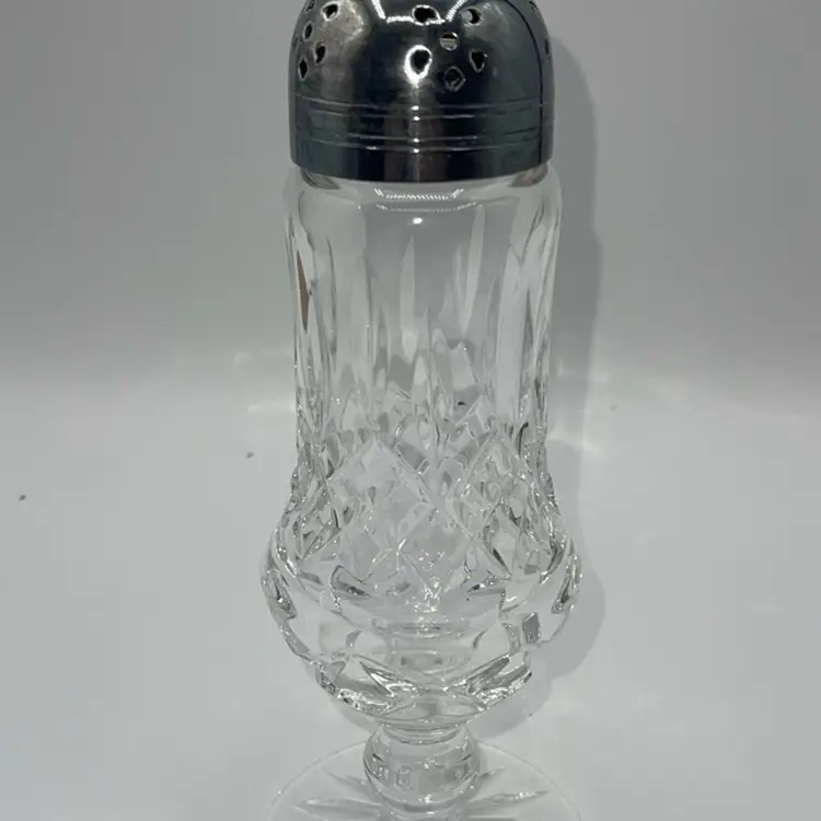 Signed Waterford Crystal Lismore Pattern Sugar Shaker With Lid Vintage 8”