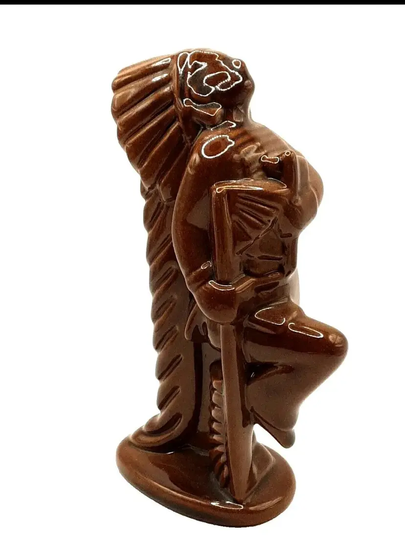 Vintage Frankoma Pottery Indian Chief Dancer Figurine Native American Brown