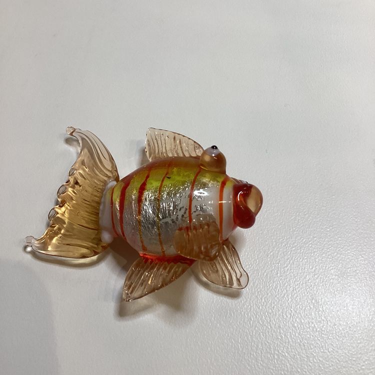 Glass fish figurine orange yellow and white koi angelfish gold fish