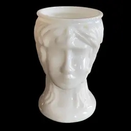 Milk Glass Head Vase 5.5 X5” *read Description