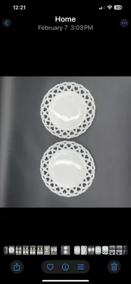 Vintage Westmoreland Forget Me Not White Milk Glass Luncheon Plates Set of 2