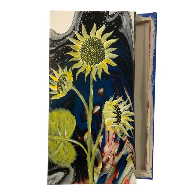 “Midnight Dancers In Yellow ” Original Art. Signed By Artist 20” By 10” Acrylic On Canvas