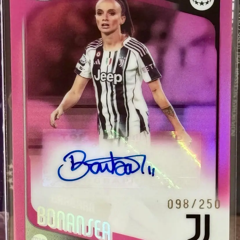 Barbara Bonansea 2025/26 Topps Chrome UWCL Pink Autograph /250 Juventus Italy