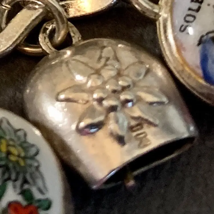 Austria - Bell Charms - Small Embossed Edelweiss Flower Austria - 800 Silver