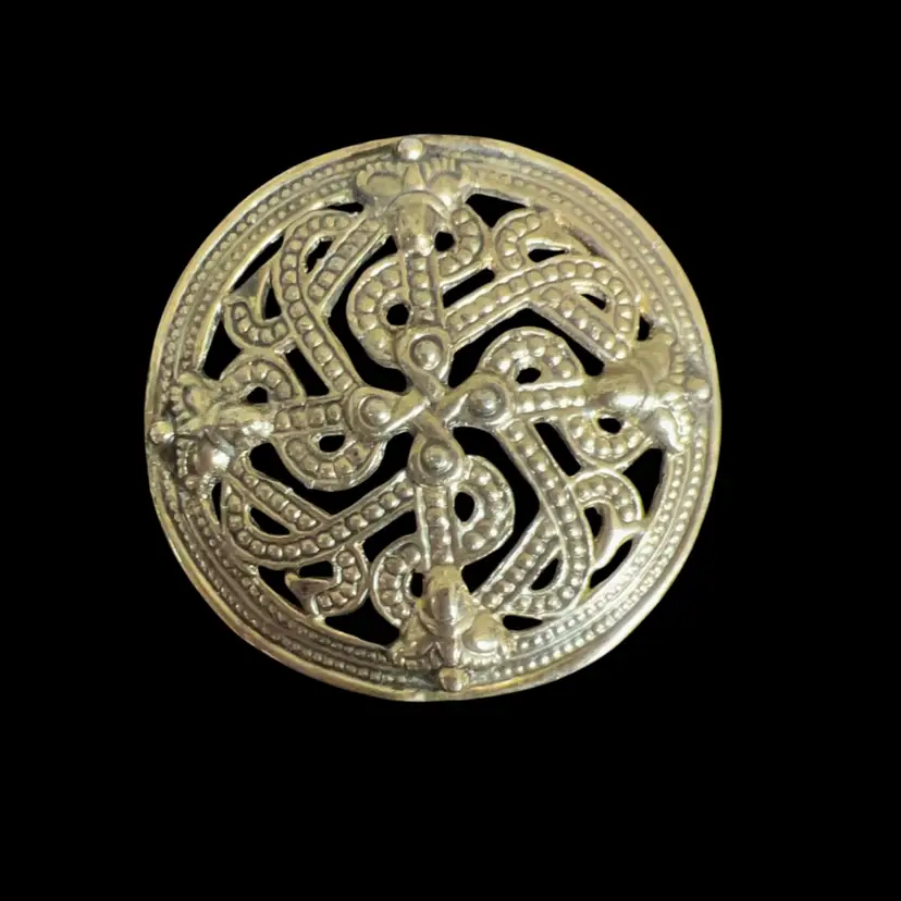Vintage Finish Celtic Filigree Inspired  Antique Bronze Tone Brooch