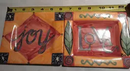 Vintage Love and Joy Trinket Trays - Set of 2