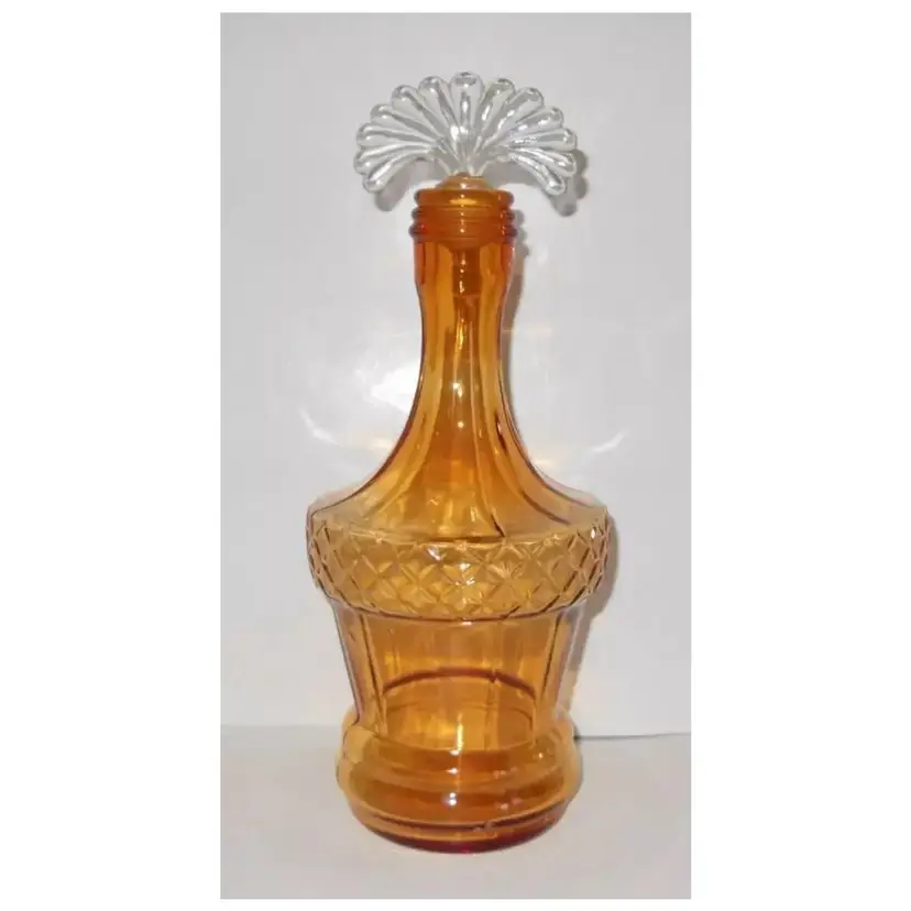 Vintage New Martinsville #15 Amber Decanter with Stopper