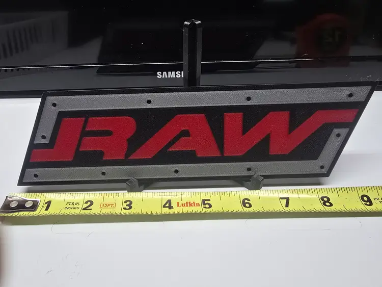 WWF Raw Logo Sign - 9.25" x 2.5" x 1/4" - 3d Printed