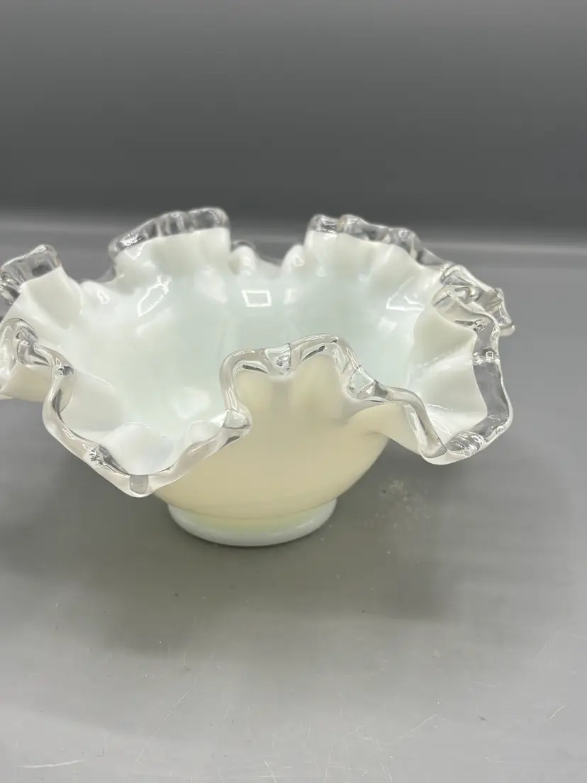 Silver Crest milk glass bowl