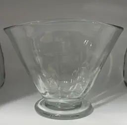 Blenko #3752 - Pre-Designer - Marine Crystal Glass Fan Vase 6.25” tall 7.5” wide