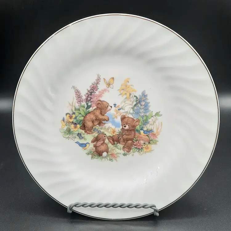 Royal Norfolk Child's Plates Set of 2 Porcelain - Bear Family & Mouse Family