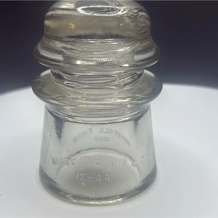 WHITALL TATUM 1930’s Electrical Insulator Antique Glass Clear Made in USA Vintage