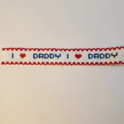 New Cross-stitched Ribband trim "I ❤ Daddy" can be added to your craft project.